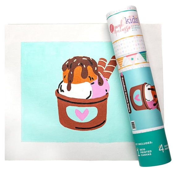 Pink Picasso Kits Sundae on Some Days by Number for Kids Ages 5+  DIY 8x10 Beginners Ice Cream Themed Paint Set Includes Canvas, Paints & Brushes  As Seen On Shark Tank & Oprah's Favorite Things