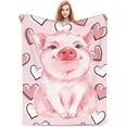 thumbnail image 1 of Pink Pig Blanket Cute Pig Throw Blanket for Girl Women Warm Soft Flannel Funny Farm Animal Blanket Gifts for Kids Adults for Couch Sofa Couch Living Room Camping Travel 40"x50"Love Heart Background, 1 of 1