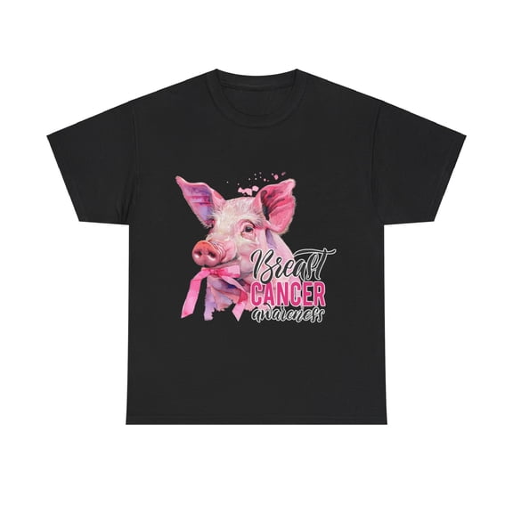 Pink Pig Breast Cancer Ribbon Shirt, Support Pink Ribbon Shirt ID-0629-BPMX