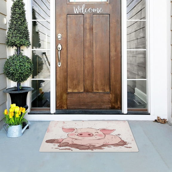 Pink Pig Highly Absorbent Polyester Doormat Anti-slip Anti-fouling Indoor Outdoor Entrance Welcome Mat 3220in.