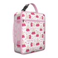 thumbnail image 1 of Pink Pig Lunch Bag with Kawaii Cartoon Illustration, Farm Animal Inspired Artistic Print, Watercolor Pig Pattern Insulated Bento Tote for Travel, School, Office, 1 of 6