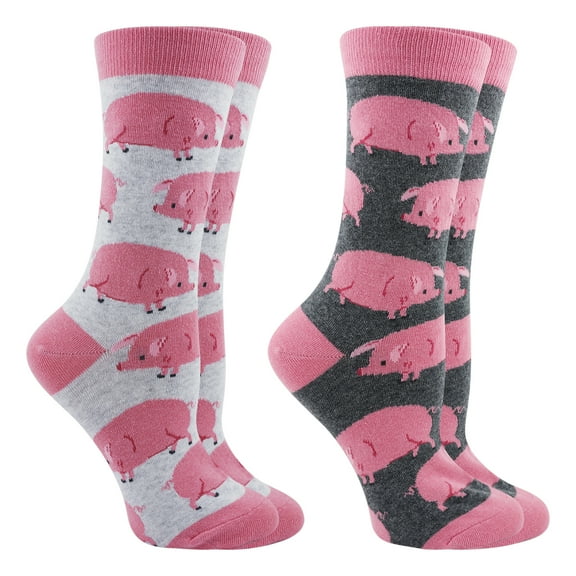 Pink Pig Socks 2-Pack (Ash/Charcoal Heather, Medium)