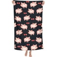 thumbnail image 1 of Pink Pig and Bow Microfiber Beach Towels Oversized Bath Towel Gifts for Women,Sand Free Quick Dry Travel Towels for Yoga Sports 52" x 32", 1 of 17