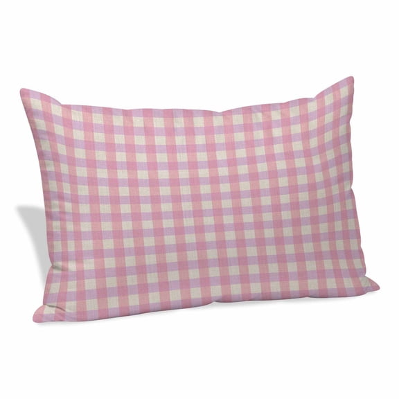 Pink Pillow Covers 12"x20", Grid Checkered Plaid Gingham Lattice Trellis Soft Brushed Microfiber Breathable Throw Pillow Covers, Decorative Pillowcase with Zipper for Couch Sofa Bedroom Living Room