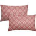 thumbnail image 1 of Pink Pillow Covers 12x20 Inch Set of 2, Cream Floral Block Print Pattern Lumbar Decorative Throw Pillowcases Outdoor Farmhouse Rectangle Cushion Covers Spring Summer Sofa Couch Bed Decor, 1 of 6
