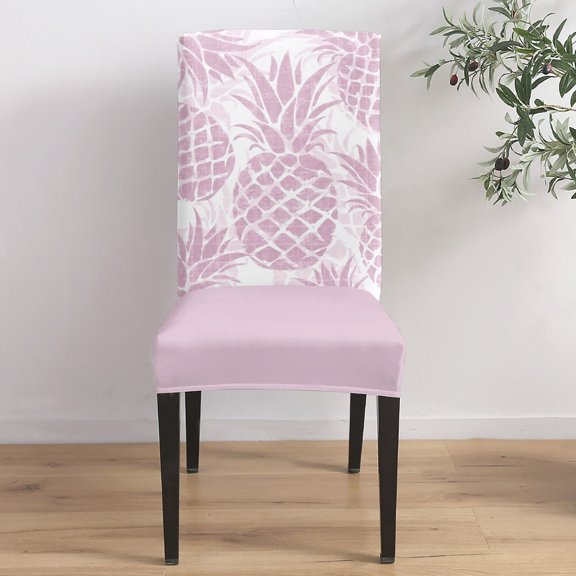 Pink Pineapple Dining Chair Covers Set of 1, Summer Country Vintage Tropical Botanical Fruits Chair Covers for Dining Room Removable Seat Protectors Slipcovers for Home Party Wedding Banquet