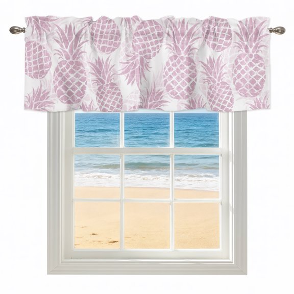Pink Pineapple Kitchen Valances for Windows 42x12 Inch Kitchen Curtains Valances Rod Pocket Summer Botanical Tropical Fruits Bathroom Window Valances for Window Treatment Decor
