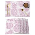 thumbnail image 1 of Pink Pineapple Placemats Set of 2 Summer Botanical Tropical Fruits Place Mats Indoor Wipeable Table Mats Washable Cloth Dining Table Placemats for Kitchen Holiday Party Home Decor 13x19 Inch, 1 of 9
