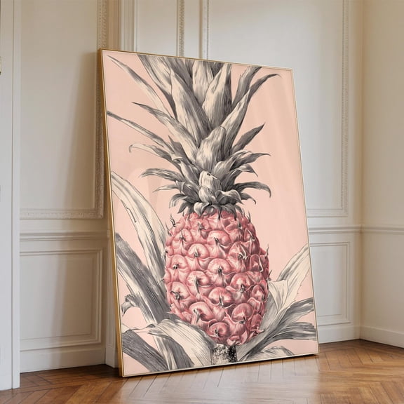 Pink Pineapple Print, Tropical Botanical Wall Art
