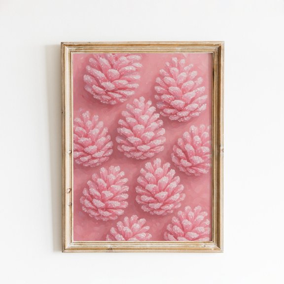 Pink Pinecone Poster – Frostedwall Art, Unframed Poster Size 8x12