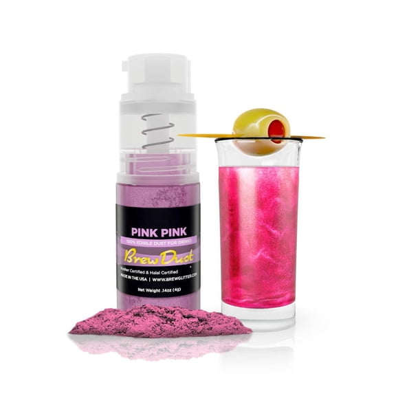 Brew Dust - Pink Pink Edible Drink Powder - Silky Swirl, Beverage Safe, 4g Spray Pump