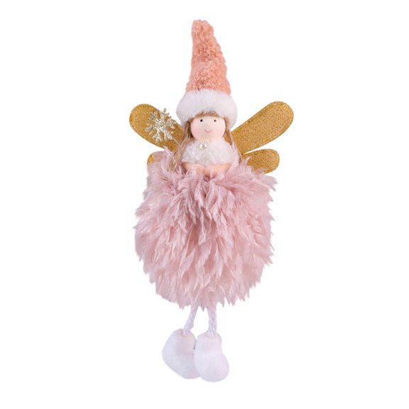 Pink Pink Color Plush Feather Angel Girl Pendant For Christmas Tree And Festive Display