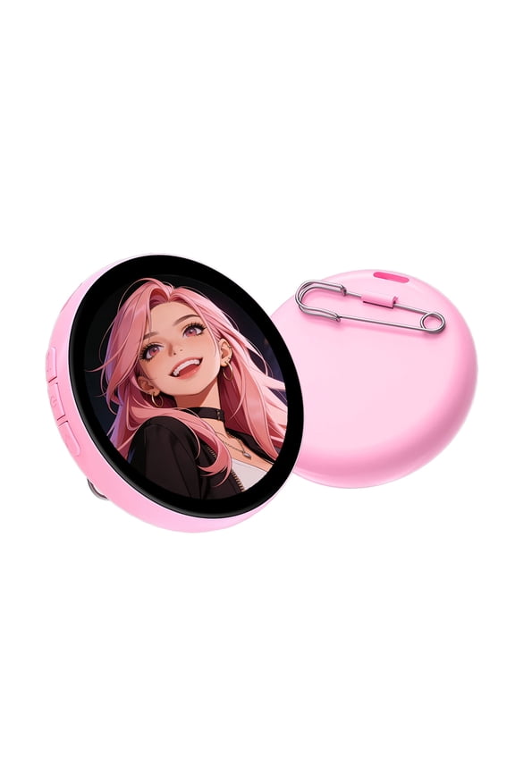 Pink Pink Custom Digital Badge Electronic Pin With Hd Ips Screen For Anime Fans And Personalized Display Accessory