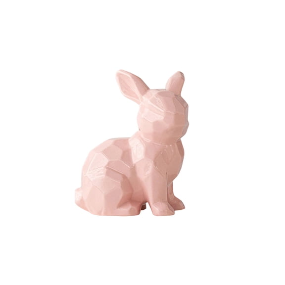 Pink Pink Easter Bunny Sculpture Ceramic Block Rabbit Crafts Home Decoration Easter Mood Decorations