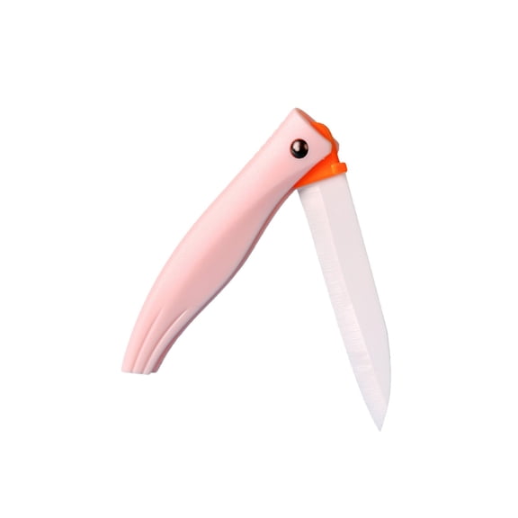 Pink Pink Handle Folding Ceramic Knife Portable Design For Picnics Lunch Boxes And Camping Dull Resistant Blade