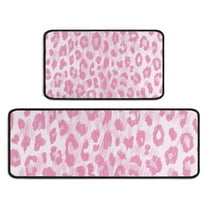 Pink and Pink Of Leopard Print Kitchen Rugs Sets Of 2,Anti Fatigue Kitchen Mat Rugs Non Slip Washable,Decorative Kitchen Floor Mats for Kitchen,Sink,Laundry,17"X30" 17"X47"