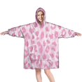 thumbnail image 1 of Pink and Pink Of Leopard Print Wearable Oversized Blanket,Wearable Blanket Hoodie for Adults,Cozy Hooded Blankets with Super Pockets,Super Warm Fuzzy Pullover for Women & Men, 1 of 6