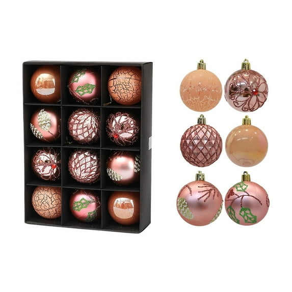 Pink Pink Metallic Christmas Ball Ornaments 12 Pack Shatterproof Hanging Decor For Tree And Party