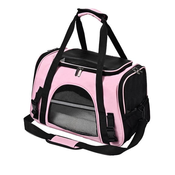 Pink Pink Portable Pet Carrier Bag Shoulder Strap Foldable Breathable Transparent Window For Small Dogs Cats Travel Handbag