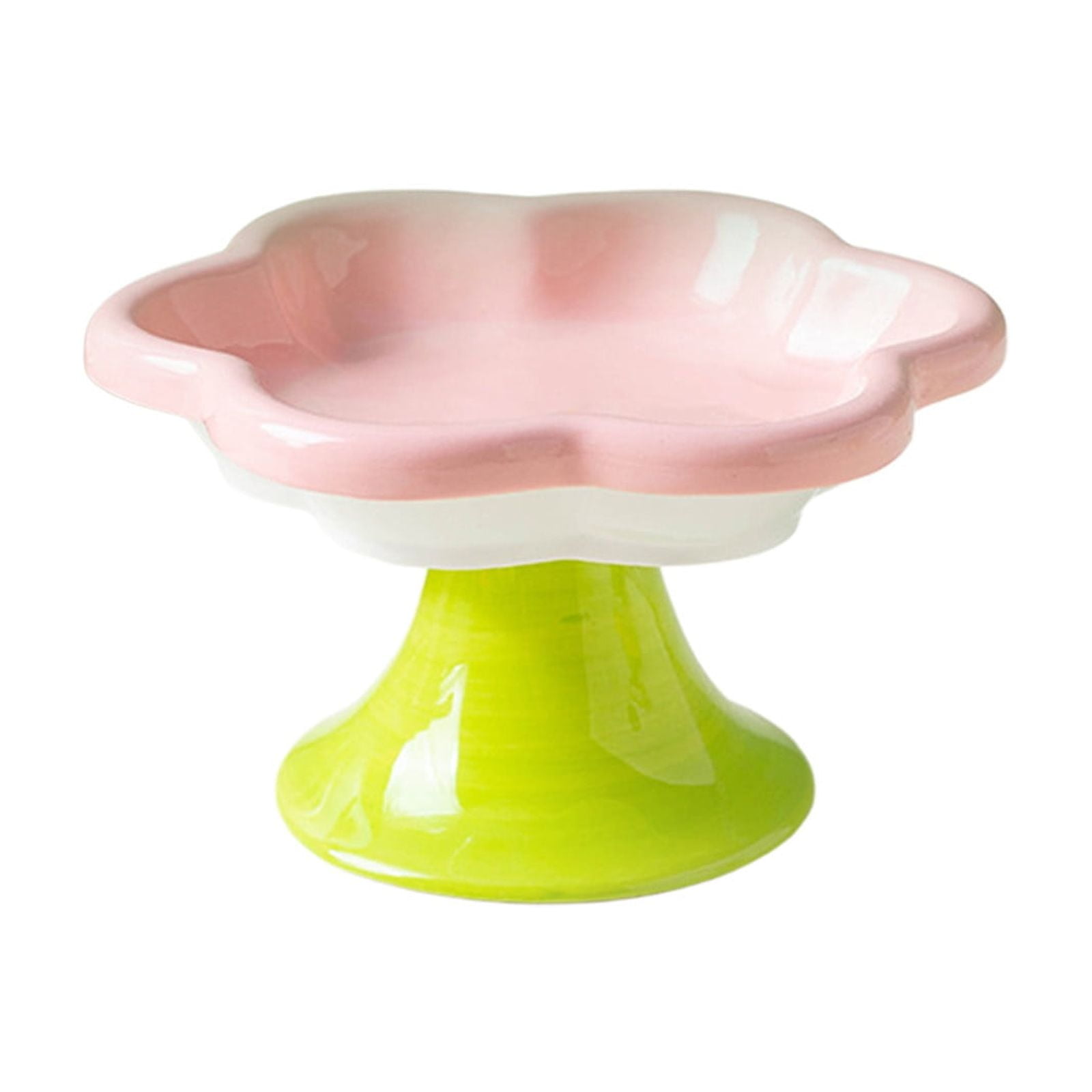 Pink Pink Raised Ceramic Cat Bowl Flower Shape Elevated Food And Water Dish For Pets Aids Digestion Prevents Whisker Fatigue 150Ml Capacity