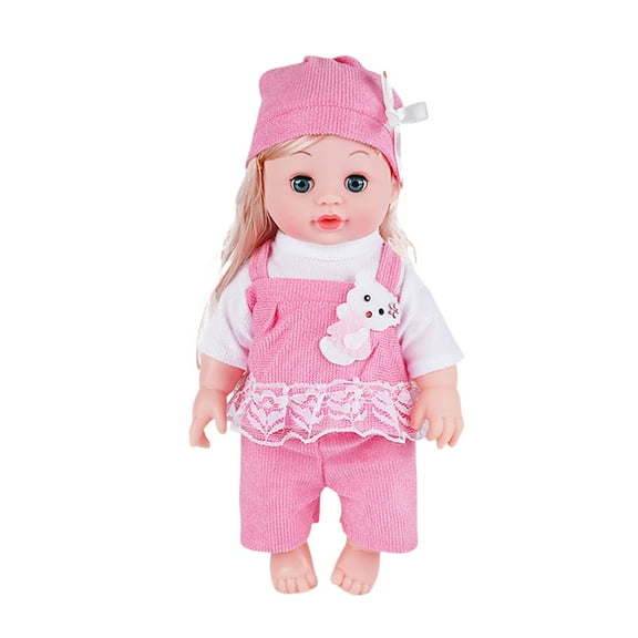Pink Pink Soft Vinyl Talking Baby Doll For Girls 13 Inch Musical Early Learning Toy With Removable Limbs And Washable Body