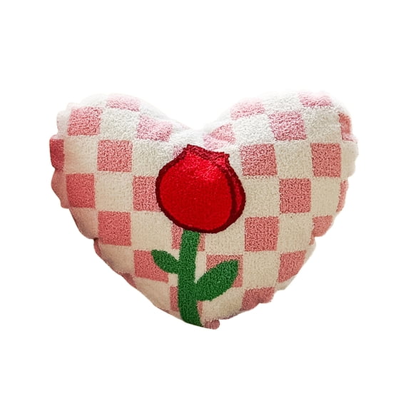 Pink Pink Valentines Day Heart Shaped Throw Pillow Rose Embroidered Tufted Sofa Cushion Romantic Home Decor
