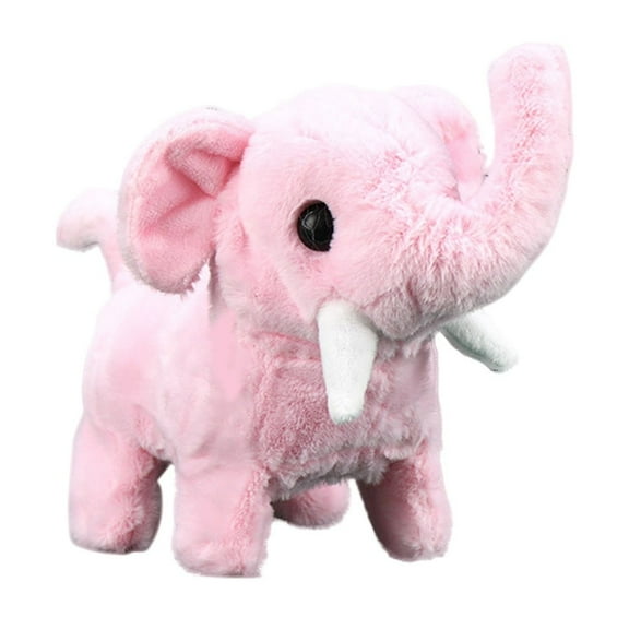Pink Pink Walking Plush Toy Realistic Animal With Sound For Toddlers Kids
