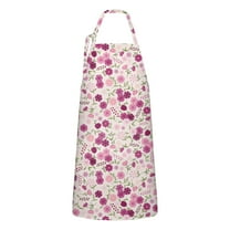 Pink Pioneer Flower Pattern Apron-Garden Aprons for Women with Pockets-Cotton Linen Waterproof Kitchen Cooking Gardening Aprons Adjustable for Kitchen,Cooking,BBQ and Salon 33x27 Inch