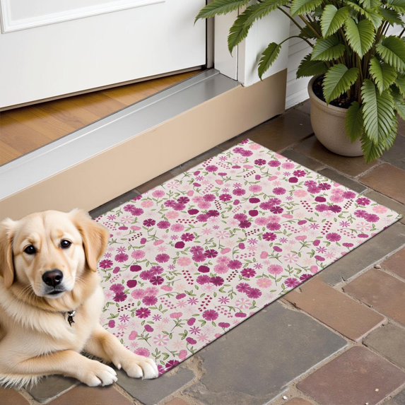Pink Pioneer Flower Pattern Door Rugs,Washable Non Slip Door Mats Indoor,Decorative Door Mats,Entry Mat Indoor for Entrance,Bedroom,Kitchen,Bathroom,16"x24"