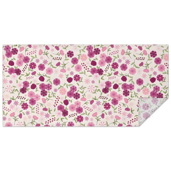 Pink Pioneer Flower Pattern Rectangle Tablecloth 60"x120",Waterproof Polyester Rectangle Table Cloth, Wipeable Spillproof Polyester Tablecloth for Dining, Camping, Indoor and Outdoor