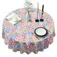 thumbnail image 1 of Pink Pioneer Flower Pattern Round Tablecloth 60"x60",Wrinkle Wipeable Table Cloth for Kitchen Dining Room Picnic Patio Party, 1 of 6