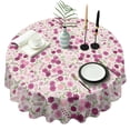thumbnail image 1 of Pink Pioneer Flower Pattern Round Tablecloth 60"x60",Wrinkle Wipeable Table Cloth for Kitchen Dining Room Picnic Patio Party, 1 of 6