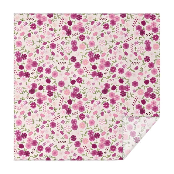 Pink Pioneer Flower Pattern Square Tablecloth,Waterproof Square Table Cover,Wipeable Spillproof Washable Table Cover for Home Kitchen Party Decor 52"x52"(132x132cm)