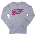 thumbnail image 1 of Pink Pirate Princess Flag - Cartoon Skull & Pink Bow Men's Long Sleeve Grey T-Shirt, 1 of 2