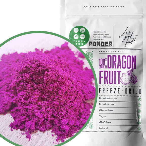 Pink Pitaya Powder | XXL 500g Pack Pink Smoothie | Red Dragon Fruit Smoothie Mix | Raw Vegan Made Dragon Fruit Fresh Cake Decoration | Freeze Dry Fruit Powder Berries ZingyZoo
