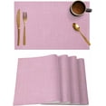 thumbnail image 1 of Pink Placemats Set of 2, Farmhouse Burlap Placemats for Dining Table, Solid Pink Color Place Mats for Kitchen Tabletop, Modern Linen Texture Waterproof Wipeable Dining Table Mats Set, 1 of 8