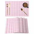 thumbnail image 1 of Pink Placemats Set of 6 Country French Rustic Buffalo Plaid Modern Art Place Mats Indoor Wipeable Table Mats Washable Cloth Dining Table Placemats for Kitchen Holiday Party Home Decor 13x19 Inch, 1 of 9