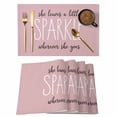 thumbnail image 1 of Pink Placemats Set of 6, She Leaves A Little SPARKLE Wherever She Goes Placemats for Dining Table, Place Mats for Kitchen Tabletop, Waterproof Wipeable Dining Table Mats Set, 1 of 9