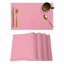 Pink Placemats Set of 4, Pure Pink Placemats for Dining Table, Place Mats for Kitchen Tabletop, Waterproof Wipeable Dining Table Mats Set