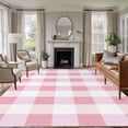 thumbnail image 1 of Pink Plaid Area Rug 6x9 FT, Non Slip Living Room Throw Carpet, Spring Farmhouse Buffalo Checkered Washable Soft Large Floor Carpet Non-Shedding Rug for Bedroom Dining Room Play Room, 1 of 9