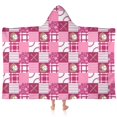 thumbnail image 1 of Pink Plaid Baseball Pattern Hooded Bath Towel，60"x35" for Ages 3 To 12 Kids, Quick Dry Lightweight Soft Microfiber Hood Beach Towel Cover Up for Kids, 1 of 7