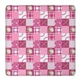 thumbnail image 1 of Pink Plaid Baseball Pattern Square Fitted Tablecloth with Elastic Edge,Square Table Cover,Washable Elastic Table Cover for Home Kitchen Party Decor 36"x36", 1 of 6