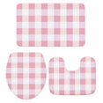 thumbnail image 1 of Pink Plaid Bath Mat 3 Piece Bathroom Rug Set, Spring Farmhouse Buffalo Checkered Non Slip Bath Rug Contour Mat and Toilet Lid Cover, Absorbent Shower Mats Soft Bath Rugs and Mats Sets, 1 of 8