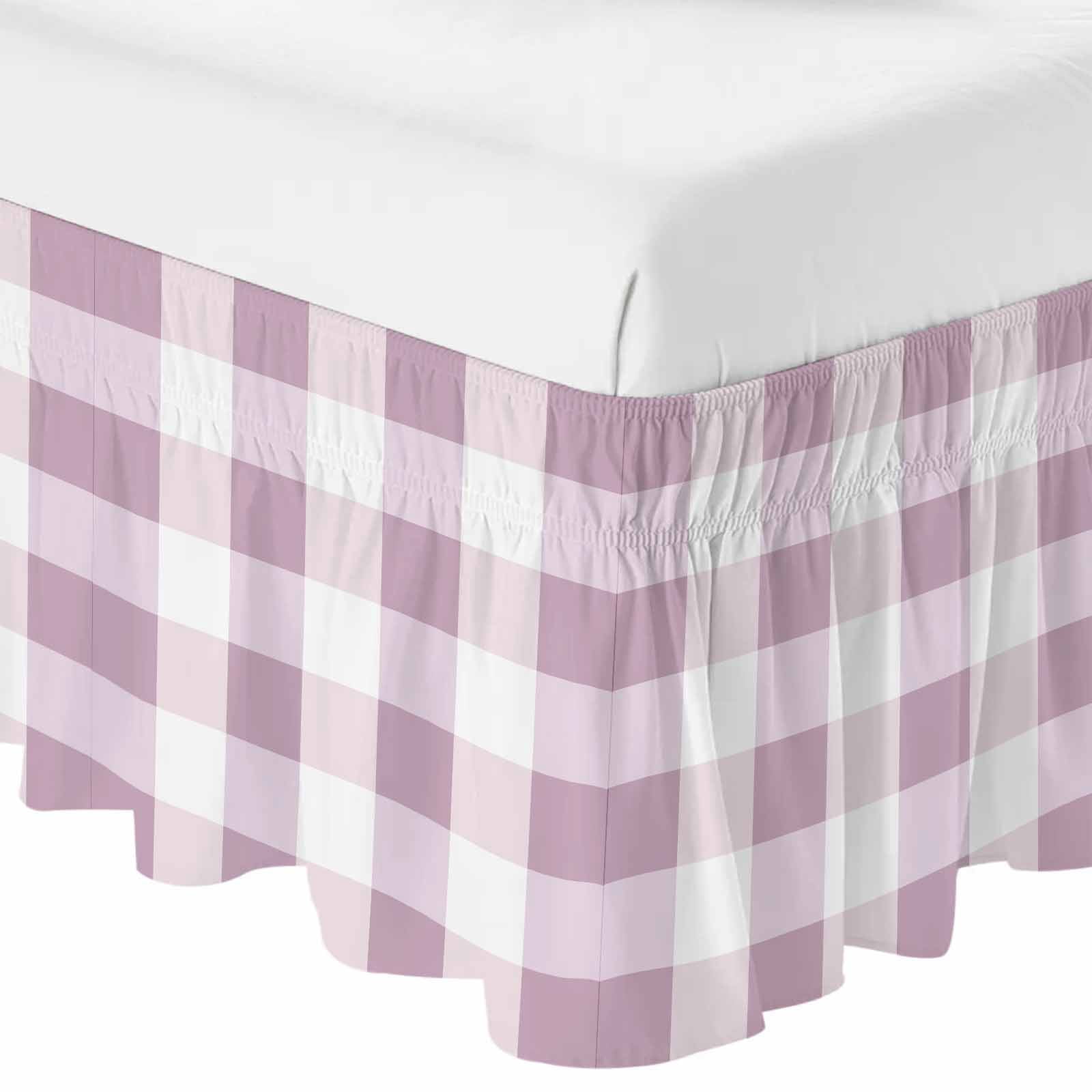 Pink Plaid Bed Skirt Cal King Size 18 Inch Drop, Adjustable & Elastic ...