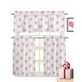 thumbnail image 1 of Pink Plaid Bow Kitchen Curtains Valances and Tiers Set of 3, 36 Inch Length Tier Curtains and Valance Rod Pocket Valance Curtains Set for Kitchen Bathroom Small Windows, 1 of 8
