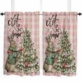 thumbnail image 1 of Pink Plaid Christmas Kitchen Curtain 2 Panels Curtains 45 Inch Length, Xmas Tree Bunny Snowflake Curtains Rod Pocket Curtains Window Drapes Treatment Window Cafe Curtains, 1 of 1
