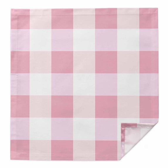Pink Plaid Cloth Napkins Washable Set of 1, Spring Farmhouse Buffalo Checkered Reusable Dinner Table Napkins Cloth Bulk for Weddings Kitchen Restaurants Hotel Events Parties 20 x 20 Inch