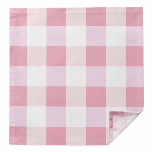 Pink Plaid Cloth Napkins Washable Set of 1, Spring Farmhouse Buffalo Checkered Reusable Dinner Table Napkins Cloth Bulk for Weddings Kitchen Restaurants Hotel Events Parties 20 x 20 Inch