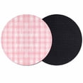 thumbnail image 1 of Pink Plaid Coasters Set of 2, Absorbent Coasters for Drinks, Modern Art Checkered Farmhouse Coaster for Desk Coffee Table Protection, Home Decor House Warming Gifts 4", 1 of 8