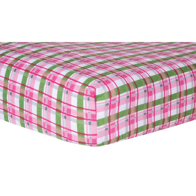 Pink Plaid Deluxe Flannel Fitted Crib Sheet